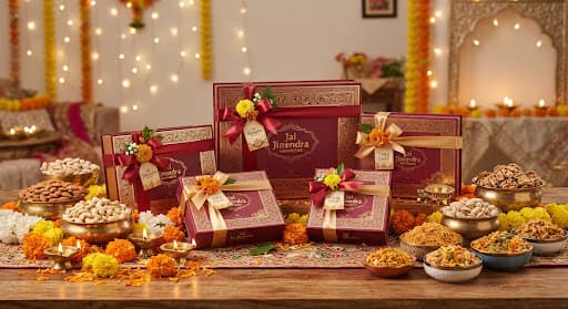 Festive sweets and gift boxes arranged for celebration