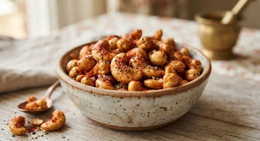 Roasted cashews with Kashmiri chilli